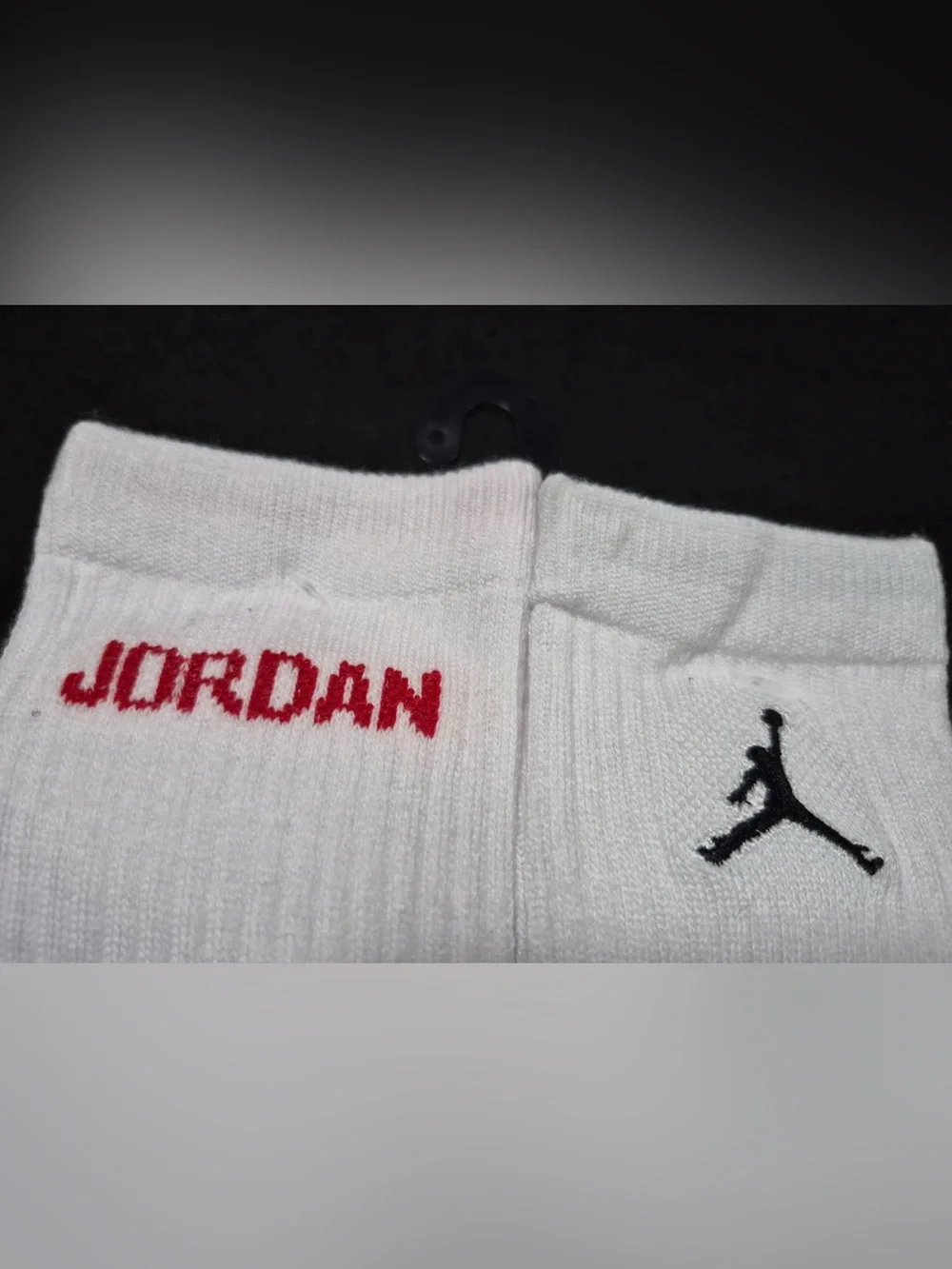 Nike Air Jordan White Crew Socks with Red and Black Logo - 6 Pack